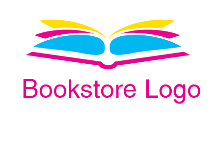 horizontal colorful open book printing logo