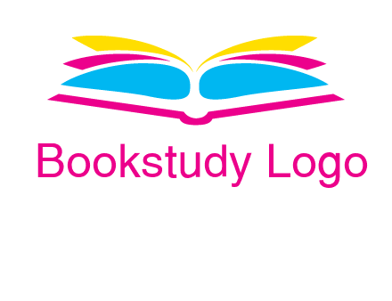 horizontal colorful open book printing logo