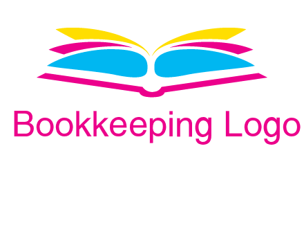 horizontal colorful open book printing logo