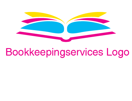 horizontal colorful open book printing logo