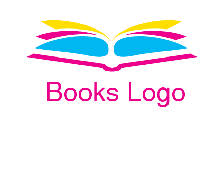 horizontal colorful open book printing logo