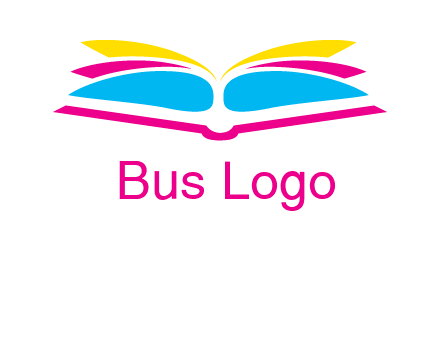 horizontal colorful open book printing logo