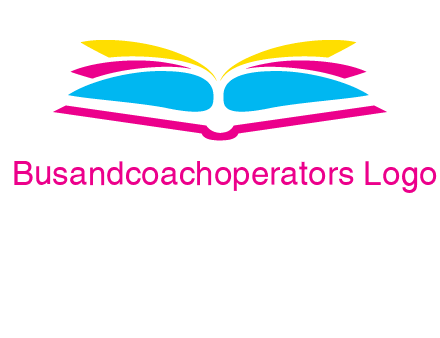 horizontal colorful open book printing logo