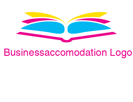 horizontal colorful open book printing logo