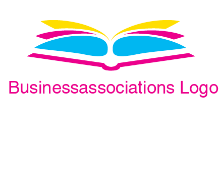 horizontal colorful open book printing logo