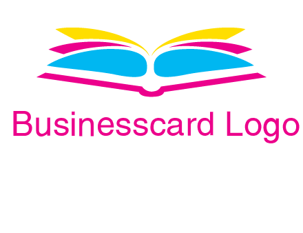 horizontal colorful open book printing logo