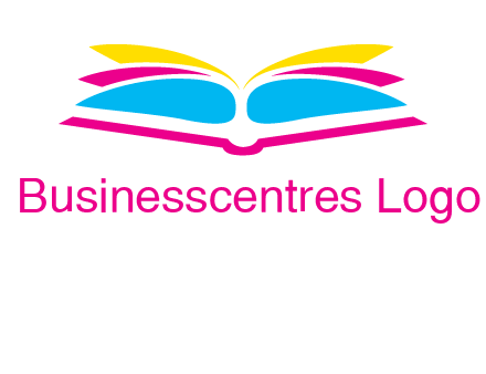 horizontal colorful open book printing logo