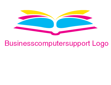 horizontal colorful open book printing logo