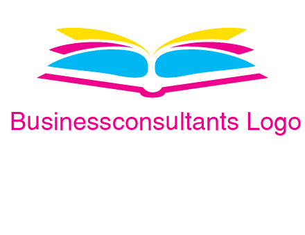 horizontal colorful open book printing logo