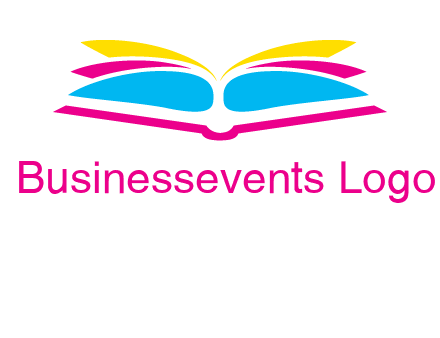 horizontal colorful open book printing logo