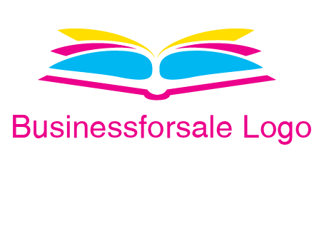 horizontal colorful open book printing logo