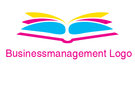 horizontal colorful open book printing logo