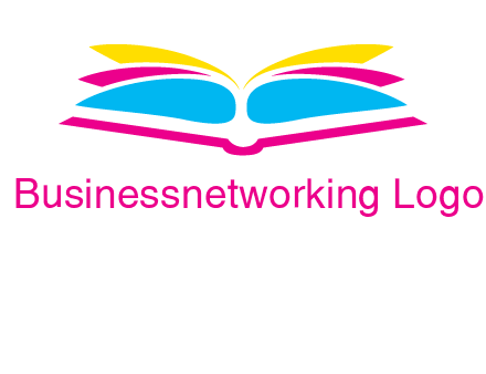 horizontal colorful open book printing logo