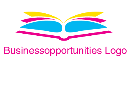 horizontal colorful open book printing logo