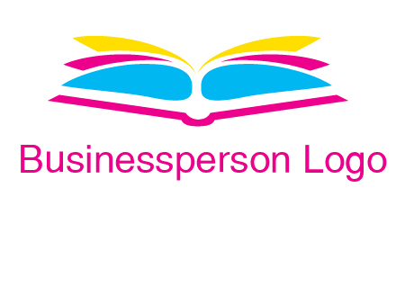 horizontal colorful open book printing logo