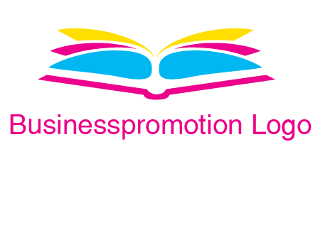 horizontal colorful open book printing logo