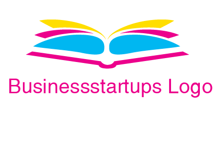horizontal colorful open book printing logo