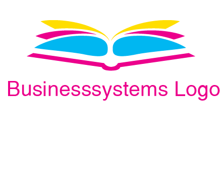 horizontal colorful open book printing logo