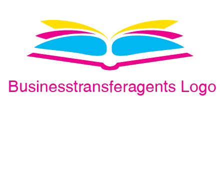 horizontal colorful open book printing logo
