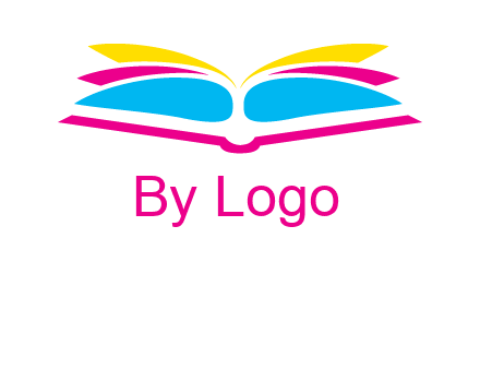 horizontal colorful open book printing logo