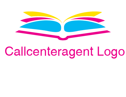 horizontal colorful open book printing logo