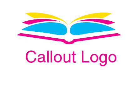 horizontal colorful open book printing logo
