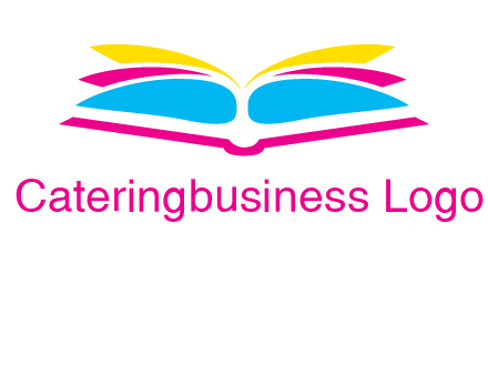 horizontal colorful open book printing logo