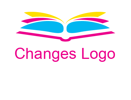 horizontal colorful open book printing logo