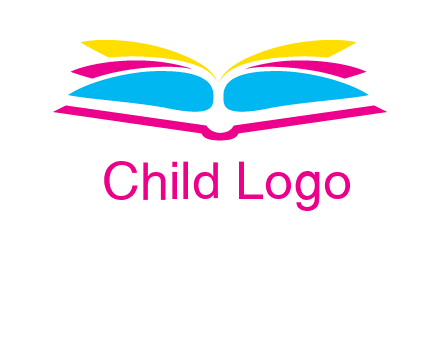 horizontal colorful open book printing logo