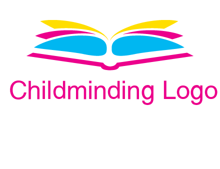 horizontal colorful open book printing logo