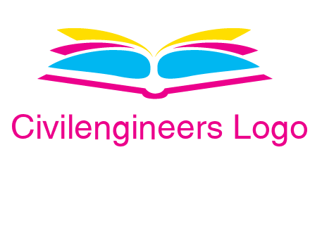 horizontal colorful open book printing logo