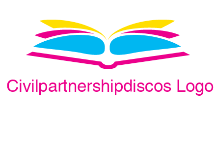 horizontal colorful open book printing logo