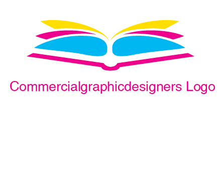 horizontal colorful open book printing logo