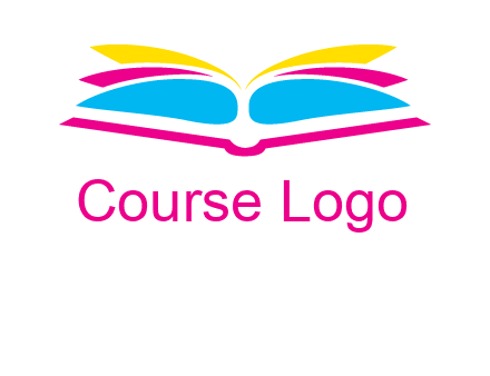 horizontal colorful open book printing logo
