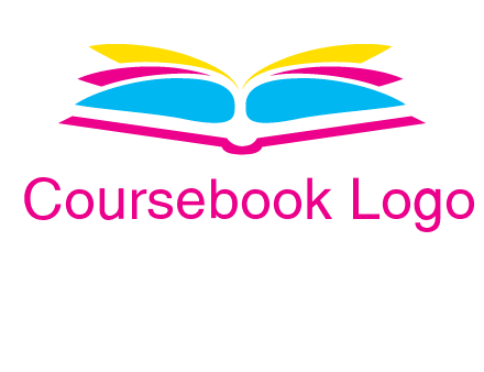 horizontal colorful open book printing logo