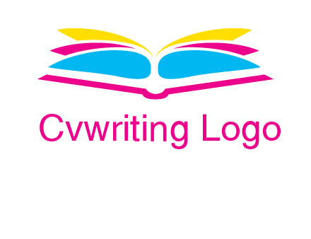 horizontal colorful open book printing logo