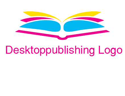 horizontal colorful open book printing logo