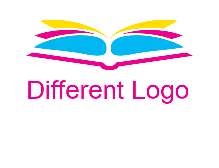 horizontal colorful open book printing logo