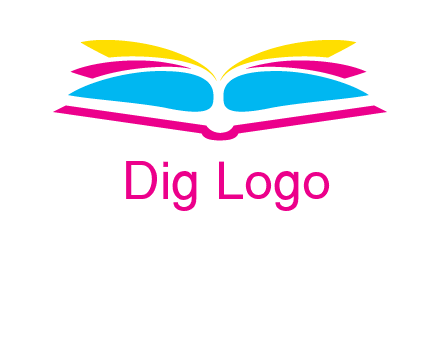 horizontal colorful open book printing logo