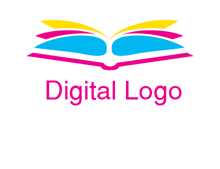 horizontal colorful open book printing logo