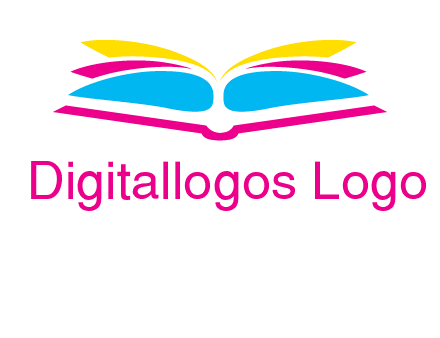 horizontal colorful open book printing logo