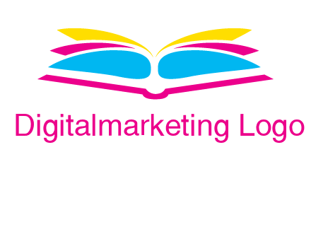 horizontal colorful open book printing logo