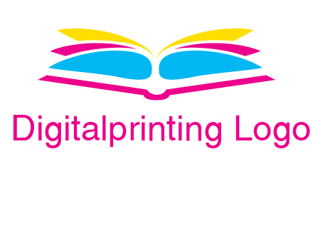 horizontal colorful open book printing logo