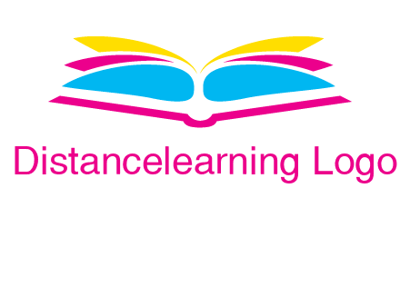 horizontal colorful open book printing logo