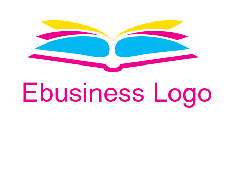 horizontal colorful open book printing logo