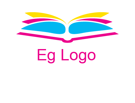 horizontal colorful open book printing logo