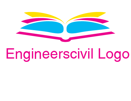 horizontal colorful open book printing logo
