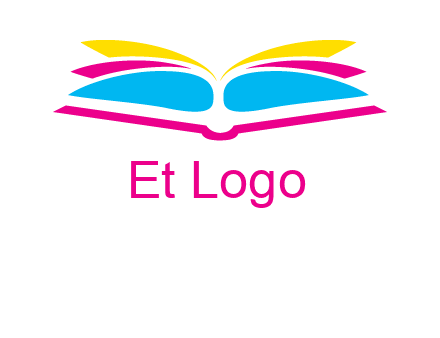 horizontal colorful open book printing logo
