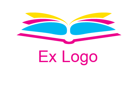 horizontal colorful open book printing logo