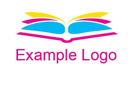 horizontal colorful open book printing logo